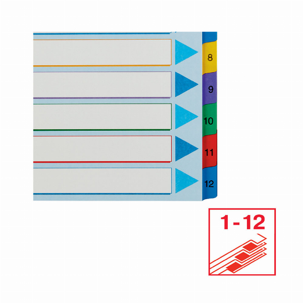Imagem adicional do produto SEPARADORES A4 EXTRA LARGO CARTOLINA REGRAV&Aacute;VEL (1 A 12)