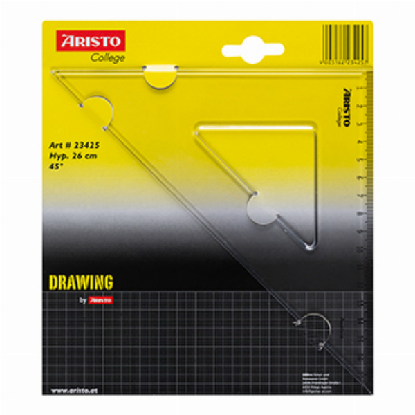 Imagem adicional do produto ESQUADRO PL&Aacute;STICO CRISTAL 45G-25CM ARISTO GEOCOLLEGE AR23425