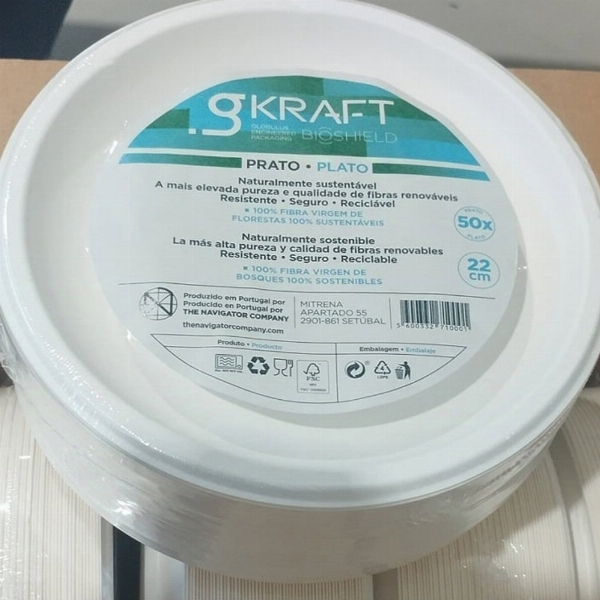 Imagem adicional do produto PRATOS 22CM CELULOSE REDONDO BRANCO GKRAFT 50UN