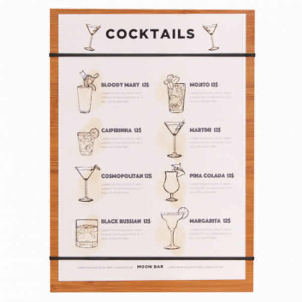 Imagem adicional do produto EXPOSITOR PORTA MENUS C/EL&Aacute;STICOS BAMBU 22,9X31,8X0,4CM 1UN