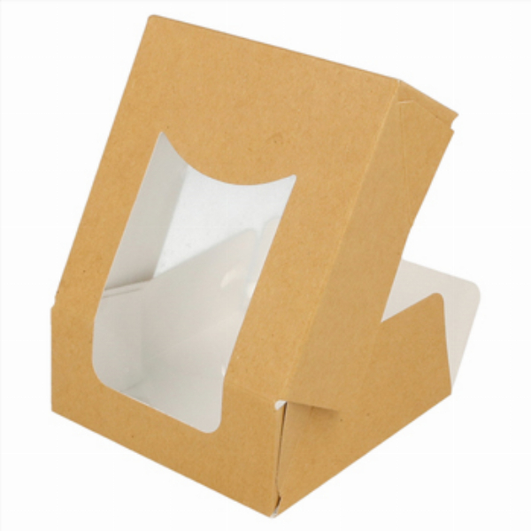 Imagem adicional do produto CAIXA CART&Atilde;O KRAFT C/JANELA P/ SUSHI 10X10X4CM 50UN