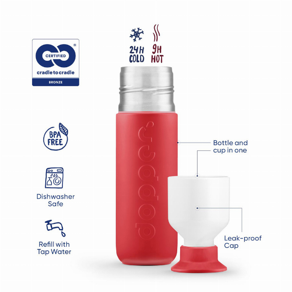 Imagem adicional do produto GARRAFA DOPPER T&Eacute;RMICA DEEP CORAL 350ML