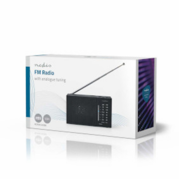 Imagem adicional do produto R&Aacute;DIO NEDIS RADIO AM/ FM PILHAS ANAL&Oacute;GICO 1,5 W SA&Iacute;DA PARA AUSCULTADORES IP20 PRETO